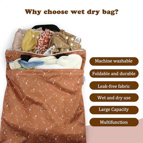 Image of Mama Koala Reusable Hanging Wet Dry Bags for Baby Items, Cloth Diapers, Swimsuits, Travel, Gym Clothes, Beach, Pump Parts, Toiletries, Two Zippered Pockets, 2 Pack (W004L)