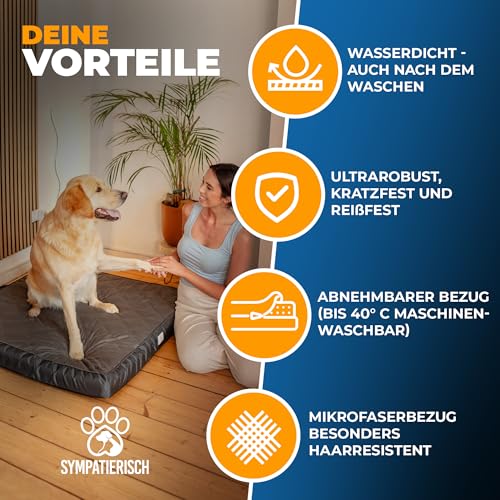 Orthopädisches Hundebett [Wasserdicht] - Die neue Lieblings-Hundematte deiner Fellnase, Rutschfestes Hundekissen, Hundekörbchen, Hundekorb, Bezug waschbar | Kleine bis große Hunde | 110x100x9 cm