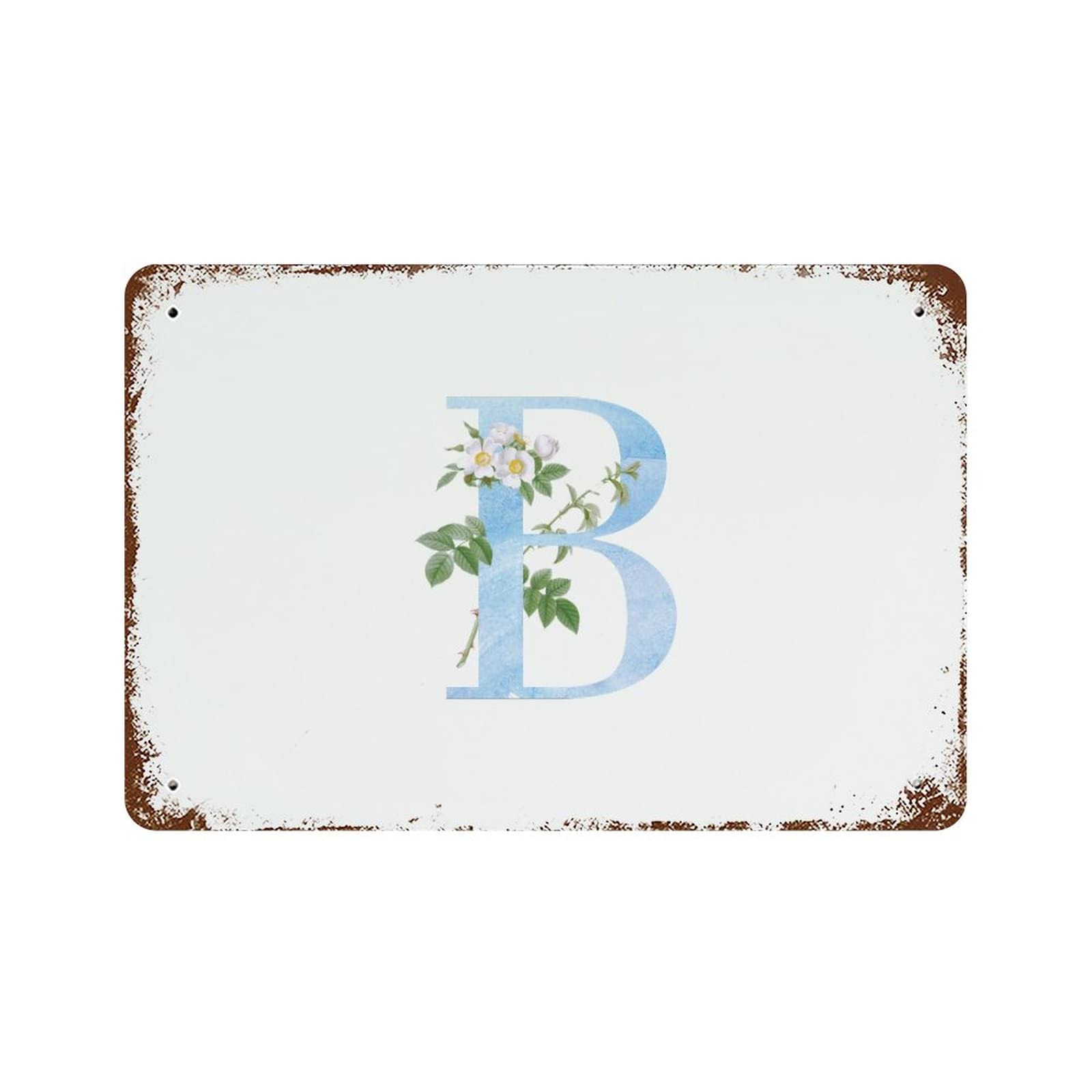 Lettre monogramme florale B en aluminium de qualité supérieure, style rétro et chic