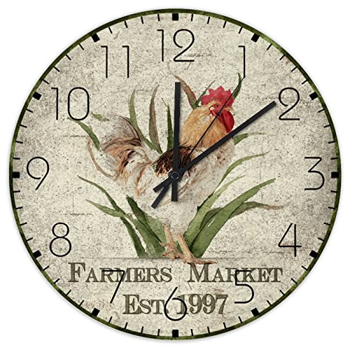 Horloge murale silencieuse en bois coq pour supprimer le bruit et décorer vos pièces - 2