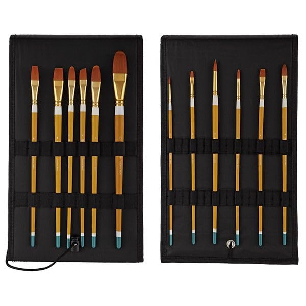 Creative MarkPaint Brush Set - Qualita Golden Taklon Value Brush Set - Long Handled Artist Paint Brushes for Watercolors, Acrylics, Gouaches, and Inks