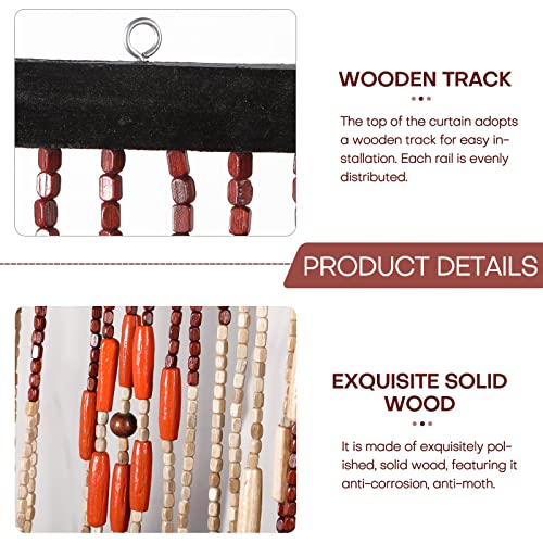 Anminy Natural Wood Bamboo Beaded Curtain Wooden Hanging Room Divider Decorative Handmade Door Bead String Curtains Wall Panel Blinds For Doorway Restaurant Home Decor 35" By 76" - Wave Flower #TOP1
