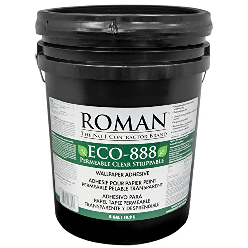 Roman Products 018805 Eco-888 Strippable Wallpaper Adhesive, 5 Gal, 1,500 Sq. Ft, Clear #TOP24