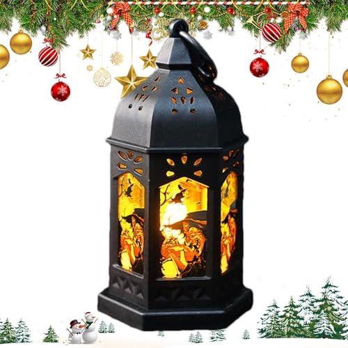 Linterna de Halloween | Faroles decorativos con luces LED eléctricas | Luz de vela portátil vintage para Halloween, boda, Navidad