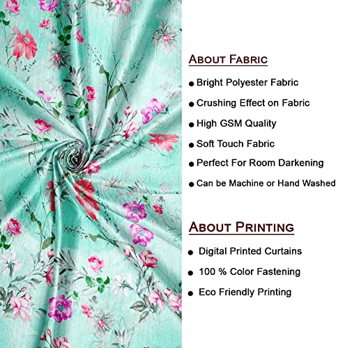 Image of Ultimate Trends 270 GSM Premium Room Darkening Curtains with Tie Back and Diamond Eyelets Set of 2 Panels (7 L x 4 W Feet, Sea Green)