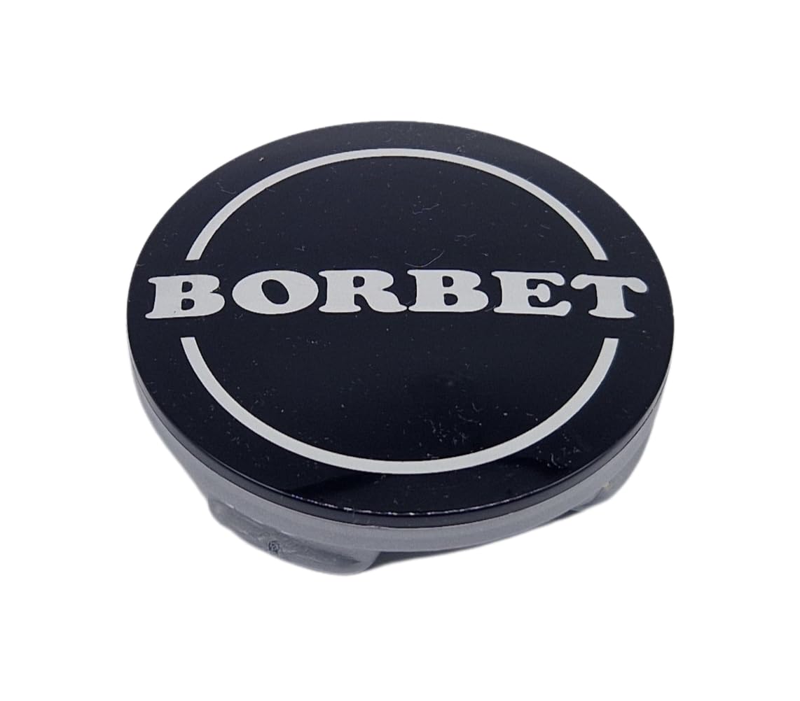 4 x oryginalne dekielki Borbet do felg, czarna, błyszcząca, srebrna, 60 mm, N06, do CWD CWG 3B0071213666