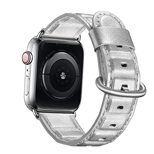 Bracelet cuir Apple Watch anti-irritation avec boucle métallique solide et fiable