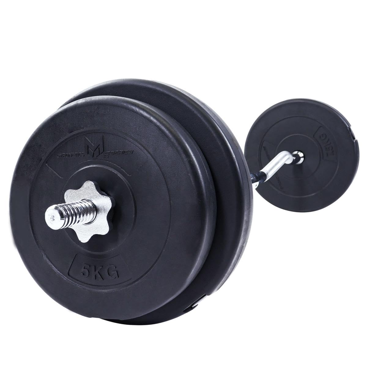 GYRONETICS® Bilanciere Curvo con Pesi - 30 kg Set, Barra Curva EZ 120 cm, con 4 Dischi 25mm, 2 Chiusura a Vite, Antiscivolo, Cromato - Sollevamento Pesi, Curl Bar, Palestra Casa, Fitness, Allenamento