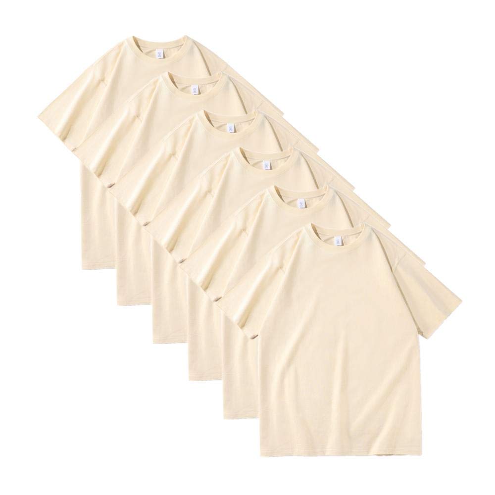 T-shirt męski 230 g, ciężki, bawełniany, luźny, na lato, okrągły dekolt, masywny kolor, 6 sztuk, 11, L