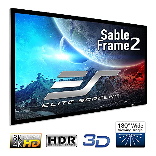 Image of Elite Screens Sable Frame 2, 138 inch Diagonal, 2.35:1, Active 3D 4K Ultra HD Ready Fixed Frame Home Theater Movie Office Presentations Indoor Front Projection Projector Screen, ER138WH2-WIDE, Black