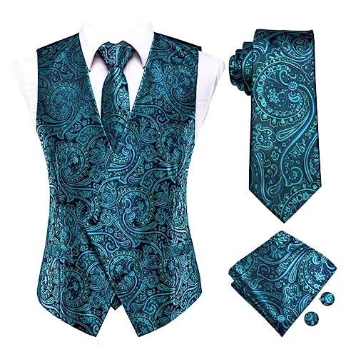 Gilet de mariage pour hommes noir classique avec hanky de cérémonie