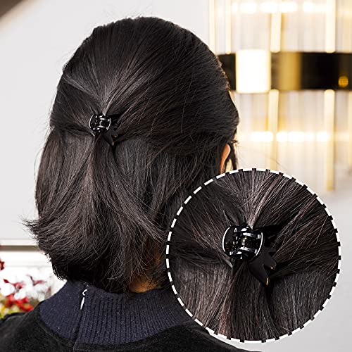 Cobahom 12 Pack Small Hair Claw Clips 1.2 Inch Plastic Hair Clips For Thin Hair No-Slip Mini Hair Clips Hair Styling Accessories For Women And Girls (Black) #TOP1