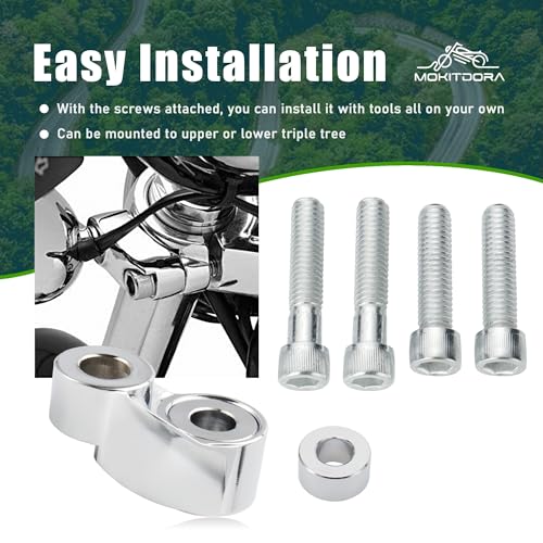 Image of MoKitDora Sportster Big Twin Front Turn Signal Relocation Kit 39mm-49mm Forks Tubes Compatible with Harley Sportster XL 883 1200 1991-2007 Dyna Glide FXR FXD Forty-Eight, Chrome