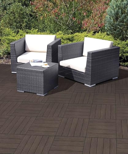 Nicoman Garden Decking Tiles Cosmopolitan Patio, Terrace, Hot Tub Deck Tiles | Interlocking Decking Tiles | Recycled | Cosmo Composite | Outdoor Drainage Deck Flooring (Brown, 30 x 30cm, 10x)