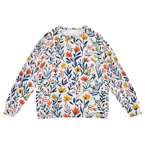 JUNZAN Flowers Lily Butterflies White Big Girls Hoodie Sweatshirt Fleece Outerwear for Kids Camping 4T