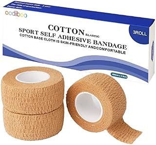 oodiboo Self-Adhesive Elastic Bandage Sports Bandage Finger Bandages Golfer Anti Slip Tape, Used for Skin Protection and Slip Resistance 100% Cotton,2.5cm×450cm/3 Rolls