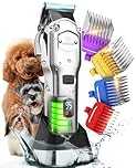 oneisall Cordless Dog Clippers - Rechargeable Grooming Kit with Metal Combs, Low Noise Heavy-Duty for Thick/Curly/Fine/Wavy Hair