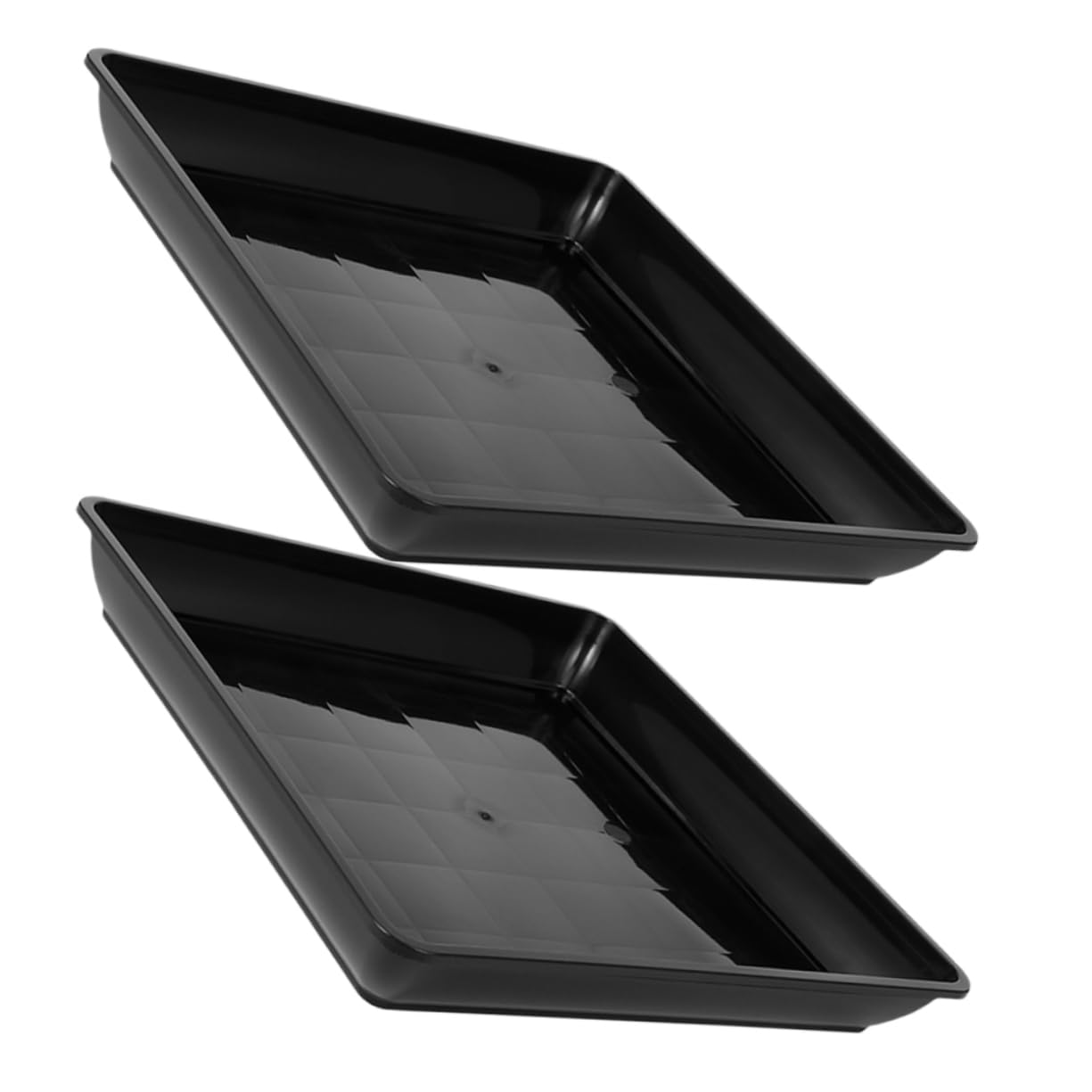Platillos Cuadrados para Plantas 2 Piezas, Pp Negro, Diseño Engrosado