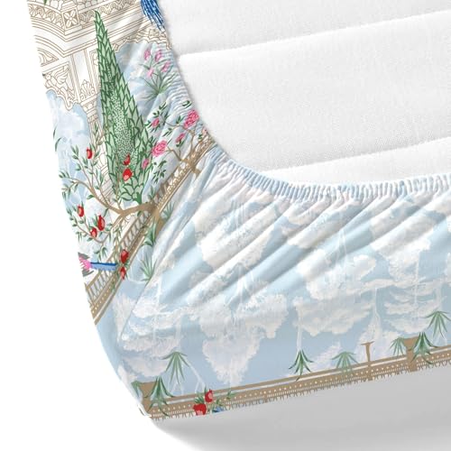 Image of Home Ecstasy 100% Cotton King Fitted Bedsheet with 2 Pillow Covers - (Size 72 x 78 inches, 140 TC, Colour - Light Blue)