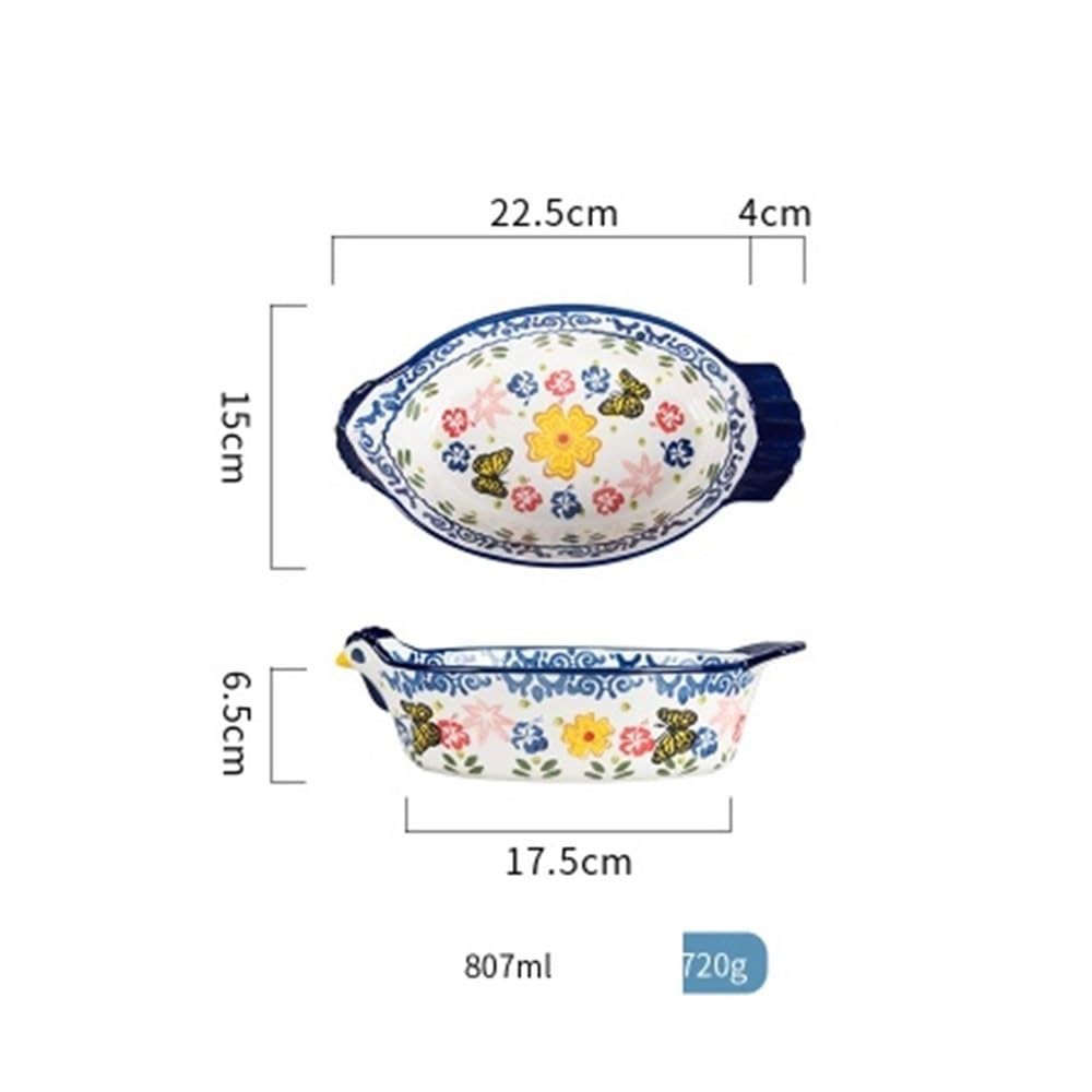 Naczynia do pieczenia 807 ml Duża pojemność wielofunkcyjnego piekarnika, ceramiczna taca do pieczenia, kreatywny podwójny ser do zapiekania ryżu