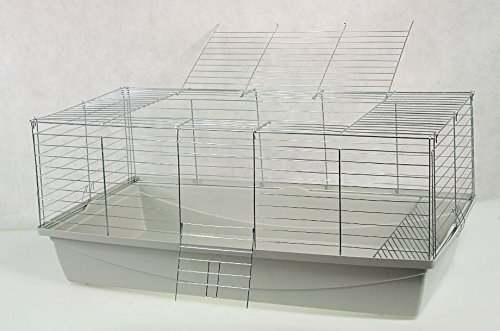 Interzoo Gabbia per Roditori e Conigli, Grigio, 70 x 40 x 40 cm, con Accessori Gratis: Ciotola, Borraccia e Heuraufe