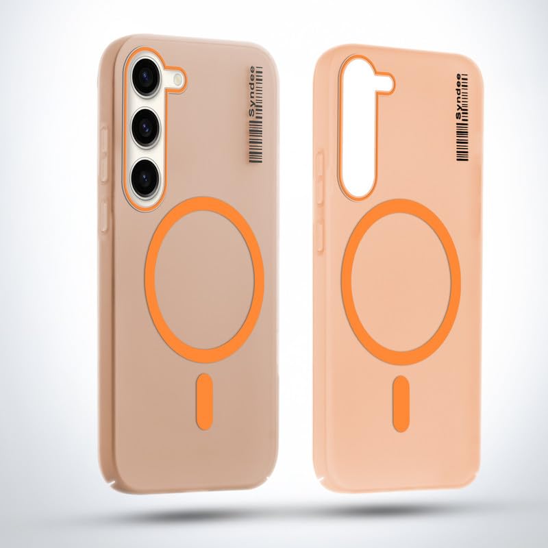 Image of Mr. Case Back Cover for Samsung S23 5G Sleek Frosted Translucent Back with Wireless Charging Support | Anti-Scratch Shockproof Phone Case - Orange