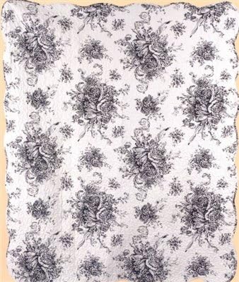 French Country Black Quilted Throw Blanket 50" x 60"