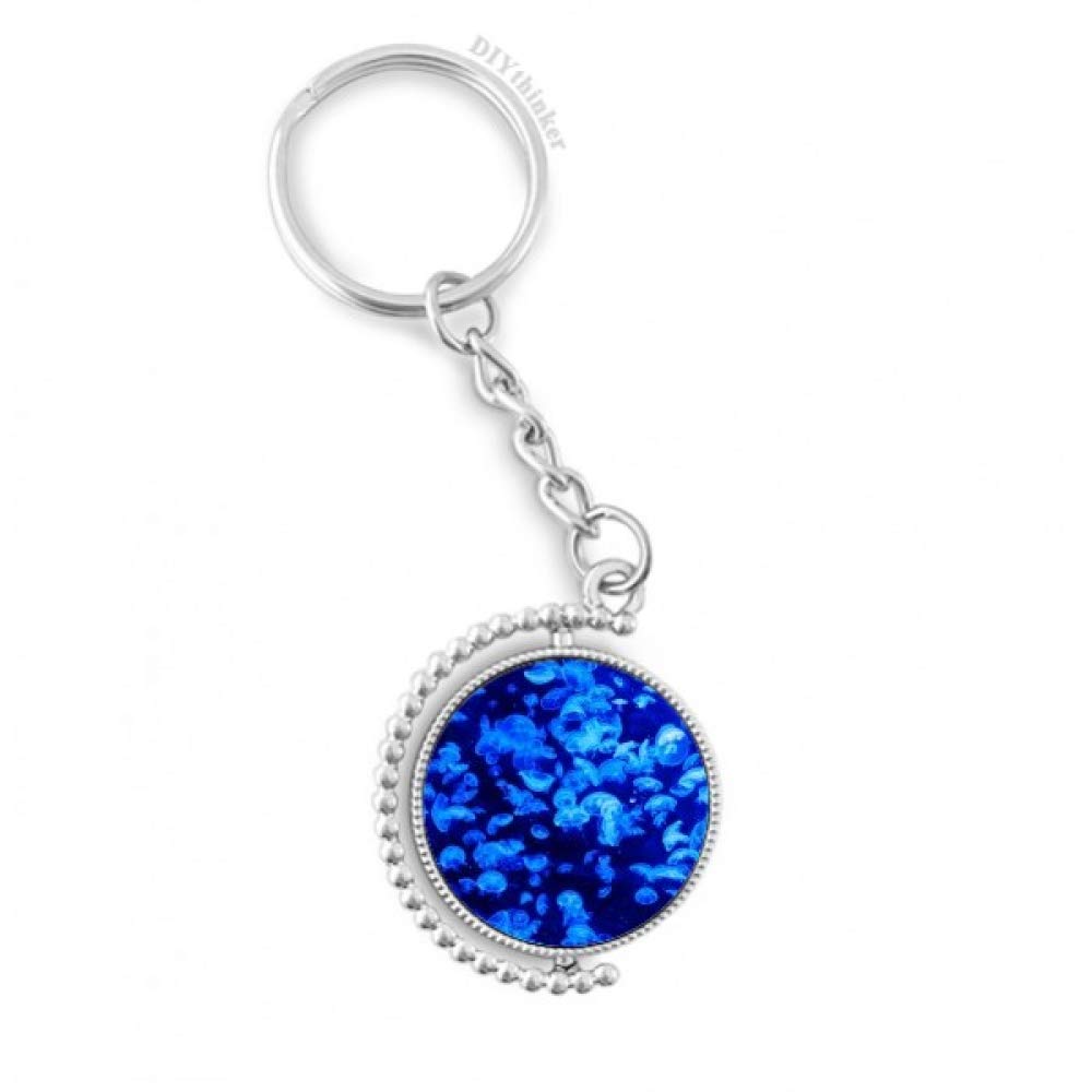 Llavero de medusa azul océano colgante giratorio para llaves de coche y coleccionistas de ciencia 4