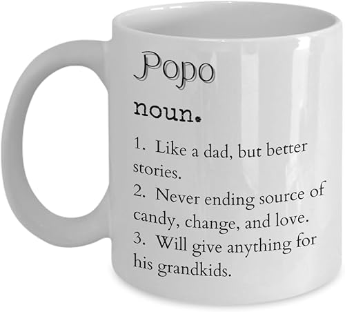 Popo Definition Coffee Mug, Funny Grandparent Gifts Ideas Best Birthday Present, Christmas Cup from Grandson Daughter