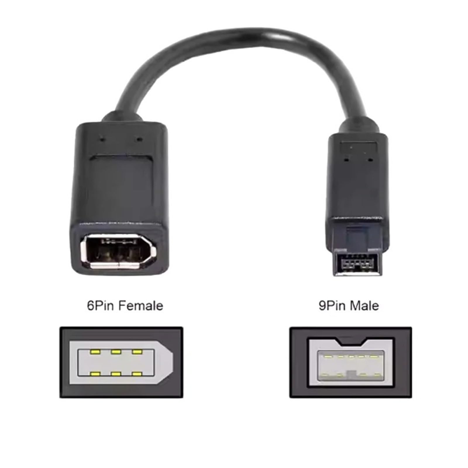 Câble adaptateur Firewire IEEE 1394 IEEE1394 6 broches femelle vers 1394b 9 broches mâle 400 vers 800 20 cm