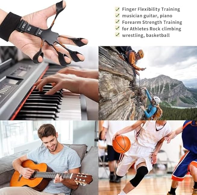 Grip Strength Trainer Finger Strengthener-Hand Strengthener 6 Resistant Level Exerciser-Adjustable Hand for Therapy, Relieve Pain Arthritis(Black+Grey, 2PCS) shouzhi-01