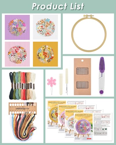 Kit broderie point de croix débutant avec toile imprimée pour réussir facilement