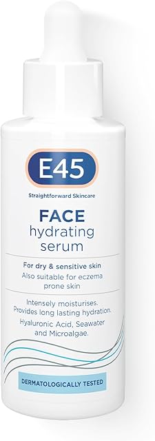 E45 Face Hydrating Serum - Instant 48-Hour Hyaluronic Acid Formula for Dry, Sensitive & Eczema Prone Skin - Rehydrating & Reinvigorating Serum  Perfume Free - Dermatologically Tested - 30ml