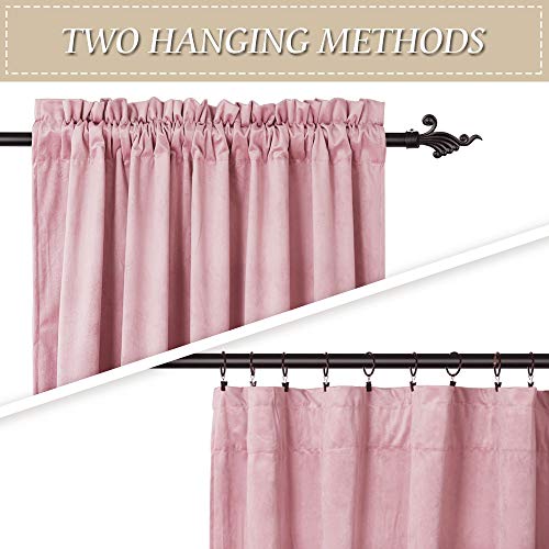 Image of RYB HOME Pink Velvet Curtains for Kids - Super Soft Room Darkening Thermal Insulating Window Drapes for Baby Girl Bedroom Living Room Dining, W 52 x L 63 inch, Blush Pink, 2 Panels