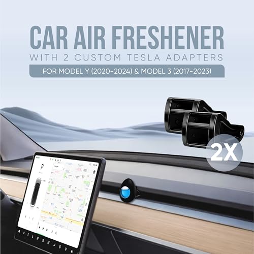 Image of Air Jungles Car Air Freshener Vent Clip 5 Ct with 2 Tesla Adapter | Compatible with Tesla Model Y 2020-2024, Model 3 2017-2023, Variety Scent, Silicon Adapter Secure Fit, Long Lasting