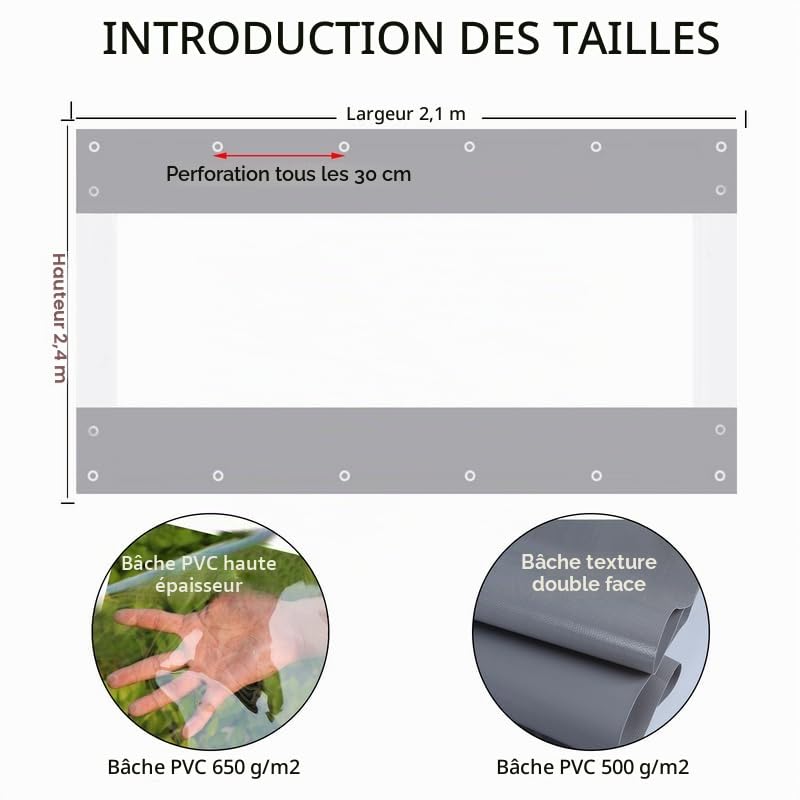 jianyana Rideau ExtéRieur ImperméAble 650 G/M² Toile Transparente ExtéRieure Rideaux ExtéRieur Terrasse pour Pergola, Gazebos