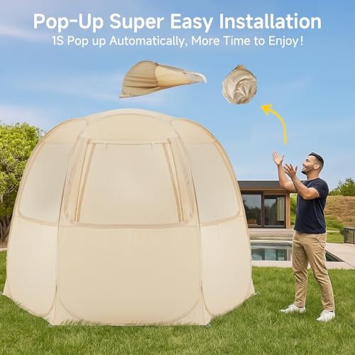 Alvantor Screen House Gazebo, 6-10-15 Person Pop Up Igloo Screened Canopy Tent with Mosquito Netting Sides, Instant UV Resistant Sun Shelter for Garden, Patio, Backyard - Image 5