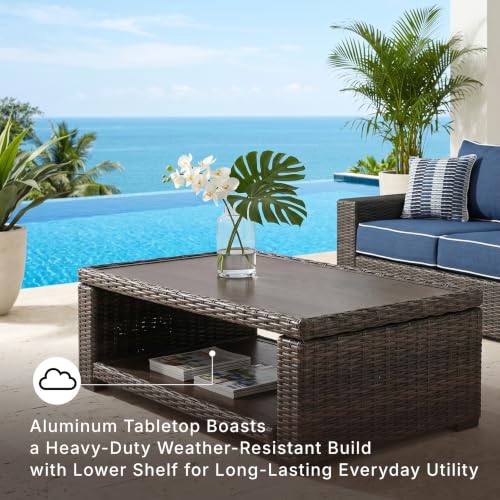 Signature Design by Ashley Grasson Lane Outdoor Wicker Cocktail Table with Aluminum Frame, Brown - image 3