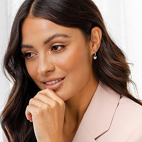 PAVOI 14K Gold Plated S925 Sterling Silver Post Lightweight Drop/Dangle Huggie Earrings for Women | Star, Lock, Butterfly, Moon, Lightning | Dainty Earrings4