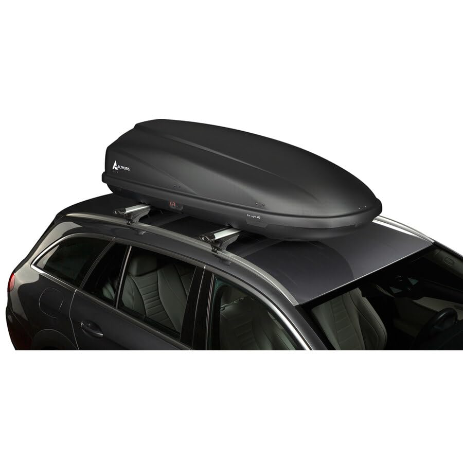 Box EVO LIGHT Box Portatutto da Tetto 460L Lungo e Affusolato, Baule Auto Aerodinamico con Design Anti-Rumore Brevettato, Ideale per Sci e Bagagli, Chiusura Centralizzata e Montaggio Universale