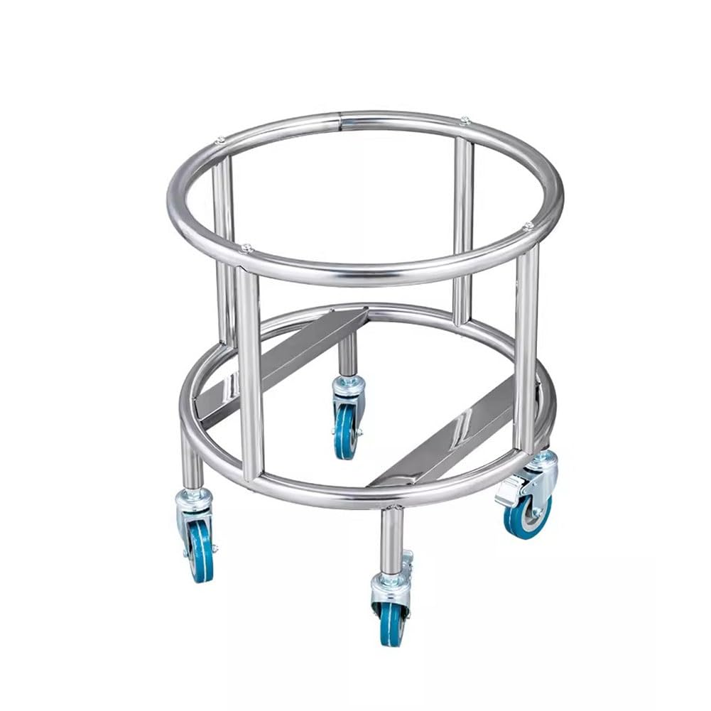 Generisch Topfständer, Suppentopfständer, mobiler Hochleistungs-Induktionstopf, Suppentopf auf Rädern, Edelstahl-Milchfassständer für Kantinenrestaurants (Farbe: Silber, Größe: 45 cm)