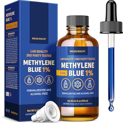 Methylene Blue Pharmaceutical Grade 3.4oz - Formaldehyde & Alcohol-Free, High-Purity Staining, Third-Party Tested, Amber Glass Bottle