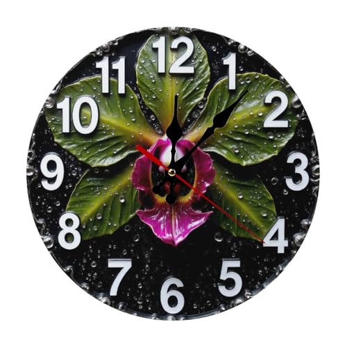 Reloj de pared analógico redondo de madera silente 25 cm miniatura 1