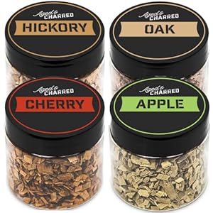 Wood Chips for Cocktail Smoker – Variety 4-Pack: Apple, Hickory, Oak, Cherry Woods Chips for Drinks – Cocktail Smoker Chips – Whiskey Wood Chips by Aged & Charred Variety Pack