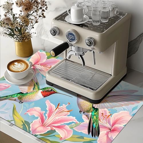Image of HOMETITUTE Sping Stove Top Covers for Electric Stove 28x20 Inches Heat Resistant Hummingbird Glass Cooktop Protector Pad Decorative Stovetop Cover Dish Drying Mats for Kitchen Coffee Bar Decor