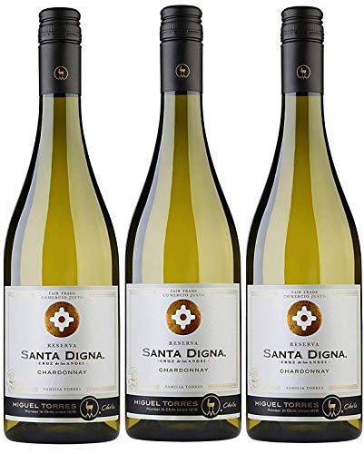 Santa Digna Chardonnay, Vino Blanco - 3 botellas de 75 cl, Total: 22500 ml