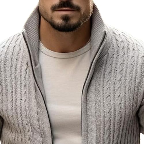 Men's Stand Collar Warm Zip Up Sweater Thick Comfort Knit Outdoor Sweater Casual Cardigan Stylish Fall Winter Sweaters2