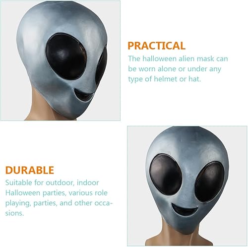 Miniatura 8 de NOLITOY Máscara de alienígena de terror para Halloween, cosplay, disfraz realista para fiestas, material seguro y cómodo para festivales, juegos de