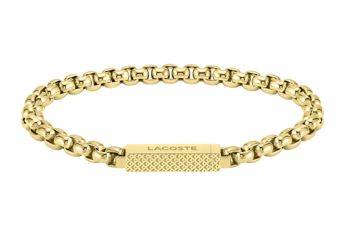 【LACOSTE】L'ESSENTIEL チェーン ロゴ ブレスレット ゴールド Lacoste L'Essentiel Men's Jewelry Collection, Large