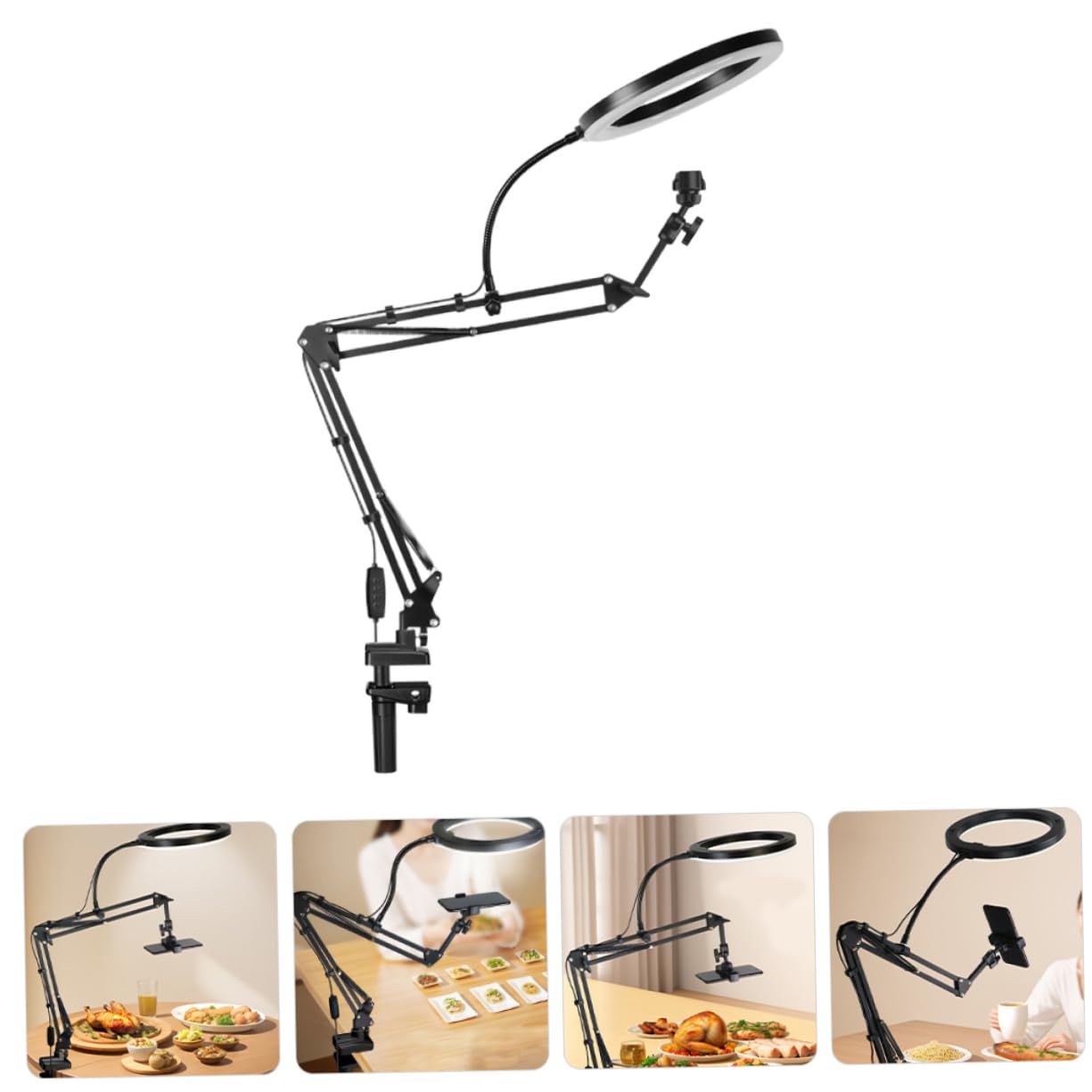 Soporte Ajustable para Teléfono Móvil Negro, Abs y Aleación